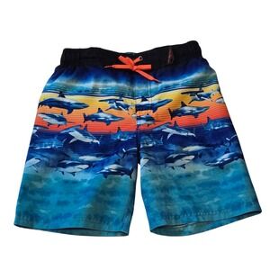 ZeroXposur Boys Shark Print Swim Trunks Size 7 Beach Board Shorts Ocean Graphic